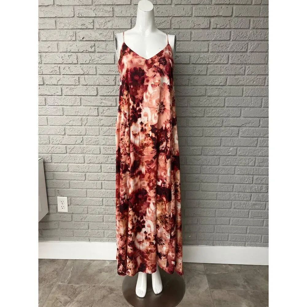 Nicole Miller Women Satin Floral Print Halter Maxi Dress Size XS